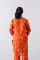 Relaxed Fit Printed Three-Piece Lawn with Chiffon Dupatta