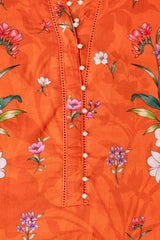 Relaxed Fit Printed Three-Piece Lawn with Chiffon Dupatta