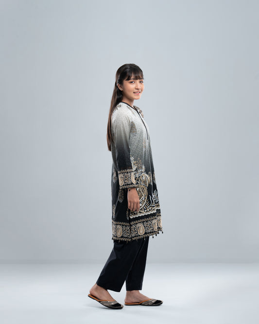 Smart Fit Printed Three-Piece Princess Lawn with Chiffon Dupatta (10-14 Years)