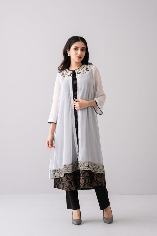 Long Length Double Layer Smart Fit Kurta