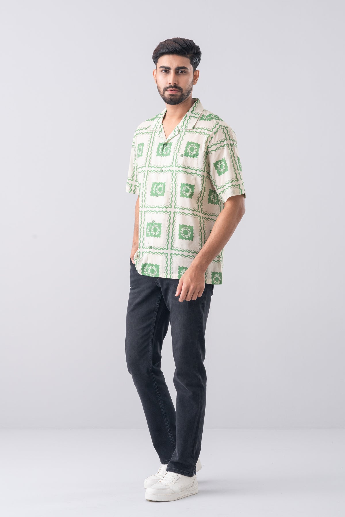 Boxy Fit Printed Casual Shirt