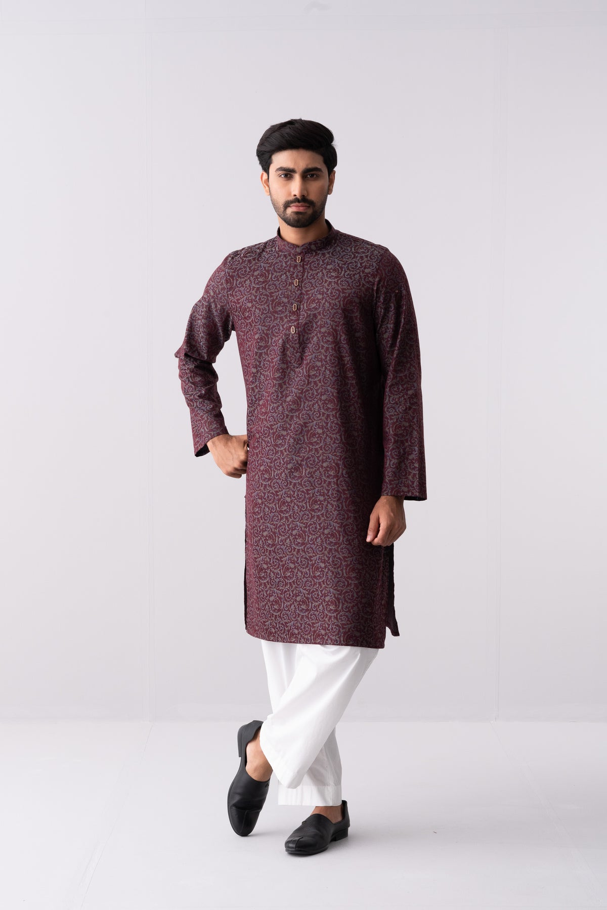 Regular Fit Jacquard Semi-Formal Panjabi