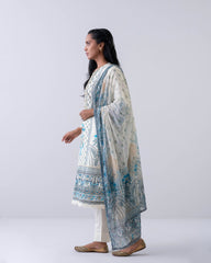 Smart Fit Embroidered Three-Piece Lawn with Chiffon Dupatta