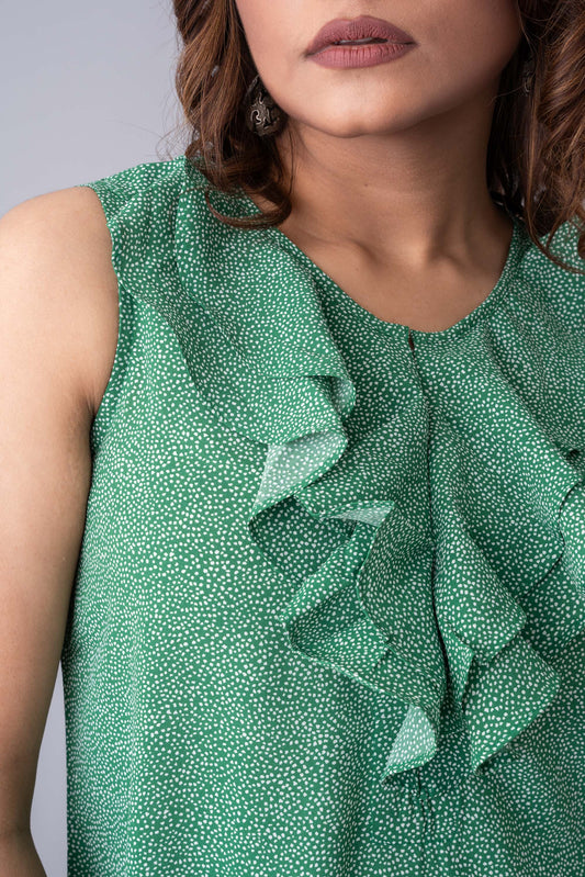 Sleeveless Georgette Tank Top with Frill Details