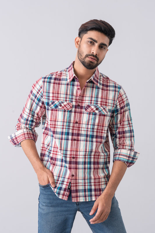 Regular Fit Checkered Casual Shirt