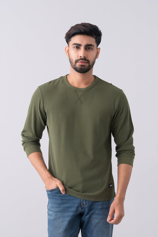 Regular Fit Long-Sleeve Waffle T-Shirt