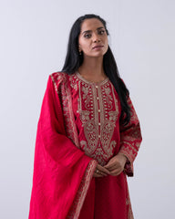 Relaxed Fit Embroidered Three-Piece Formal Ethnic Set