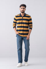 Regular Fit Cotton Double Pique Striped Polo