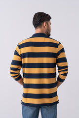 Regular Fit Cotton Double Pique Striped Polo