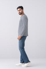 Regular Fit Long Sleeve Striped Henley T-Shirt