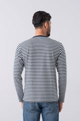 Regular Fit Long Sleeve Striped Henley T-Shirt
