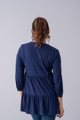 Tiered Design Full-Sleeve Knit Top