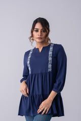 Tiered Design Full-Sleeve Knit Top