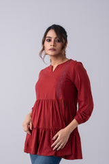 Tiered Design Full-Sleeve Knit Top
