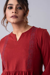 Tiered Design Full-Sleeve Knit Top