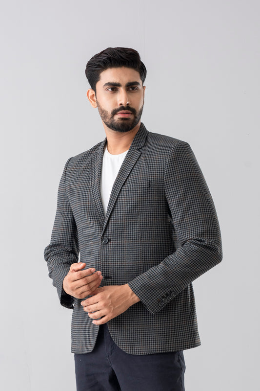 Micro-Checkered Blazer