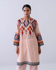 Relaxed-Fit Embroidered Three-Piece Lawn with Chiffon Dupatta