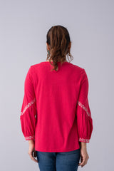 Relaxed Fit Embroidered Knit Top