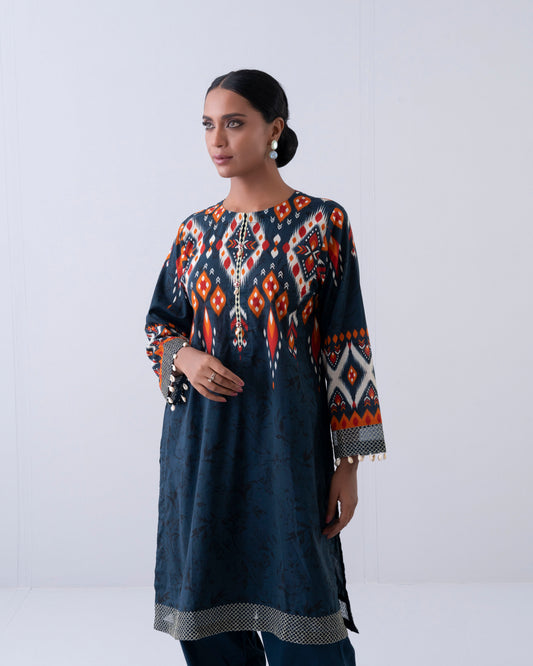 Relaxed Fit Embroidered Three-Piece Lawn with Chiffon Dupatta