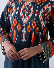 Relaxed-Fit Embroidered Three-Piece Lawn with Chiffon Dupatta