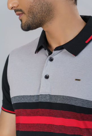 Single Jersey Stripe Polo Shirt