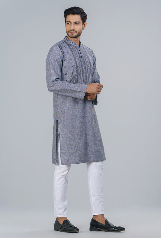 Cotton and Linen-Blended Panjabi
