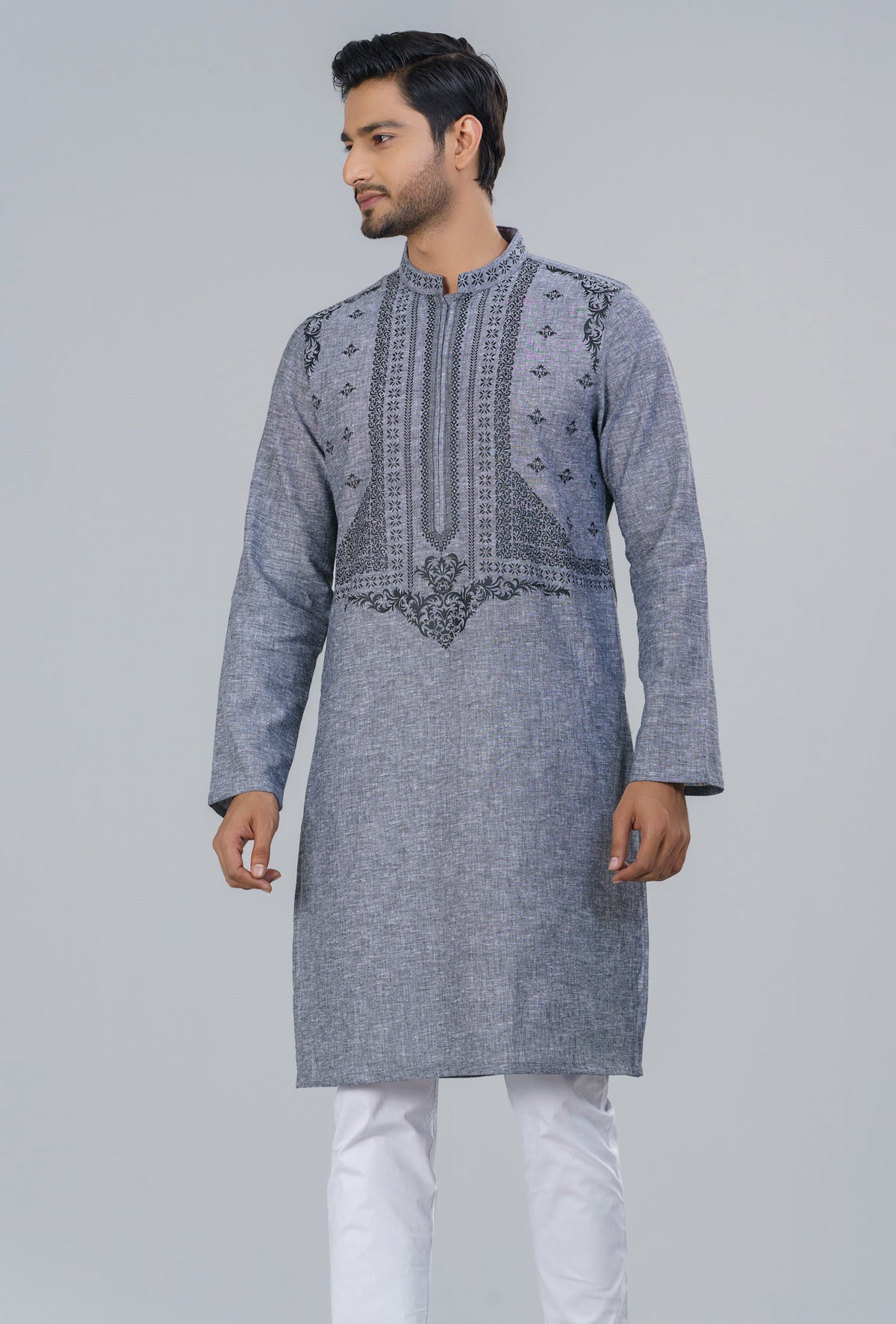 Cotton and Linen-Blended Panjabi