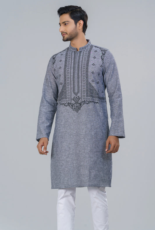 Cotton and Linen-Blended Panjabi