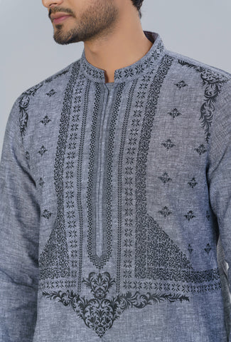 Cotton and Linen-Blended Panjabi