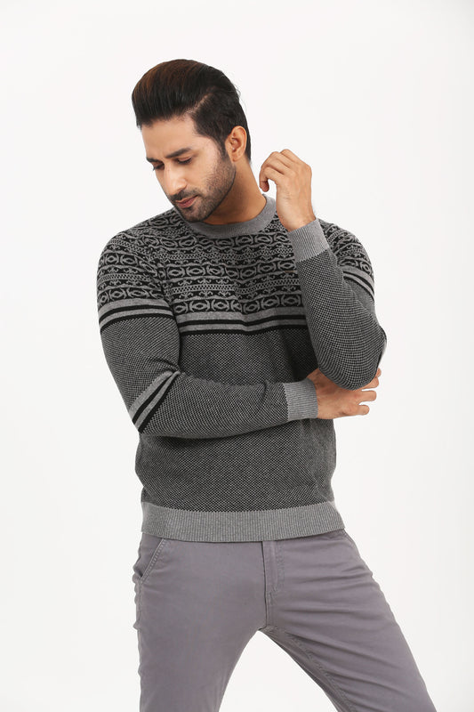 Men's Jacquard Cotton Sweater