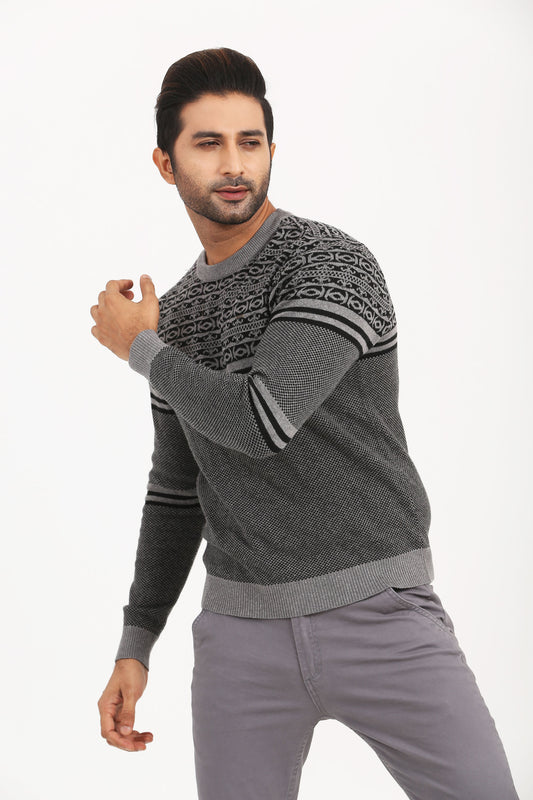 Men's Jacquard Cotton Sweater