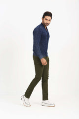 Denim-Style Cardigan Sweater