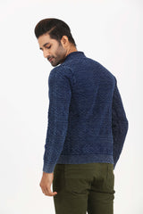 Denim-Style Cardigan Sweater