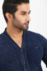 Denim-Style Cardigan Sweater