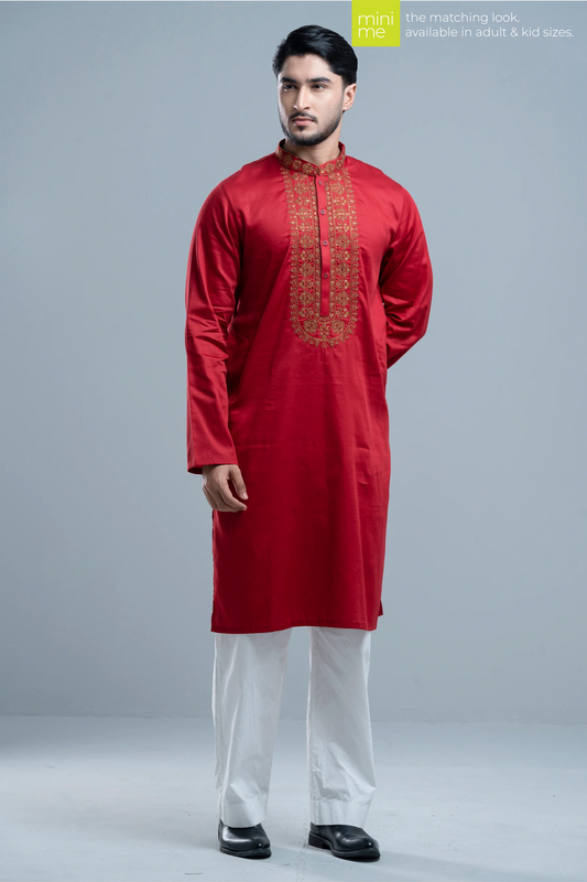 Regular Fit Embroidered Semi-Formal Panjabi