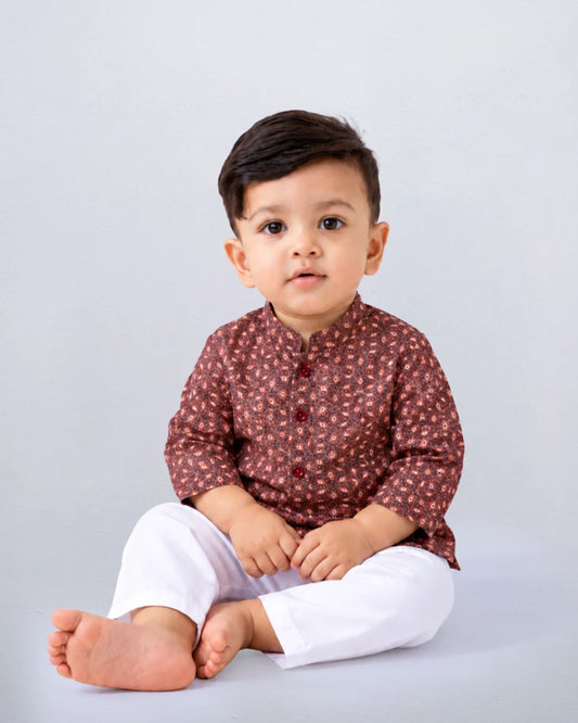 Newborn Boys' Printed Panjabi Set (0-6 Months)