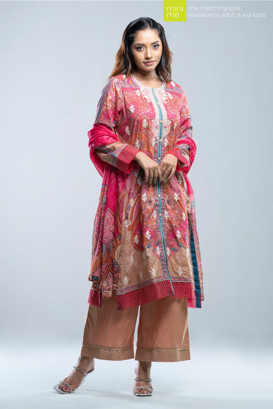 Smart Fit Three-Piece Semi-Formal Lawn with Chiffon Dupatta